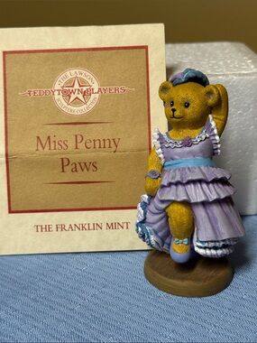 Franklin Mint Ms. Penny Paws sculpture 3 inches tall Lawson TeddyTown Players
